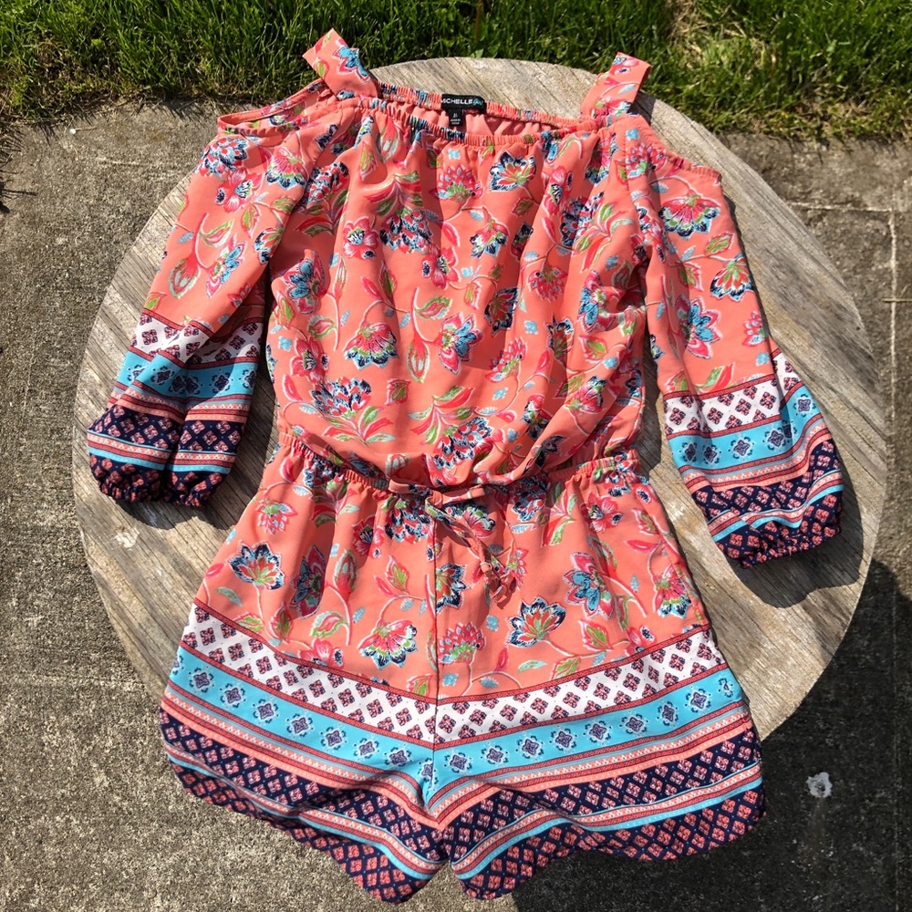 Kids Cold Shoulder Floral Romper